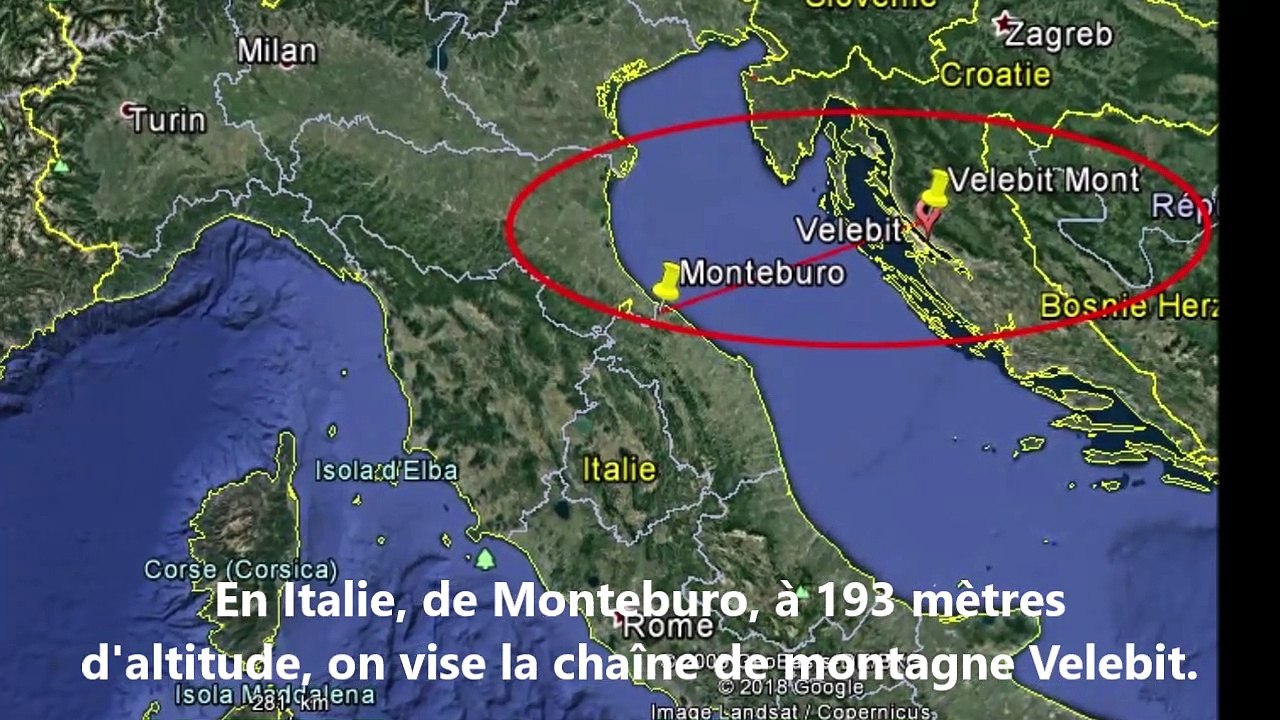 Test de courbure terrestre  - Velebit 201 km