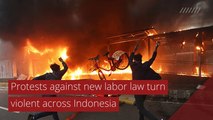 Protests against new labor law turn violent across Indonesia, and other top stories in international news from October 11, 2020.