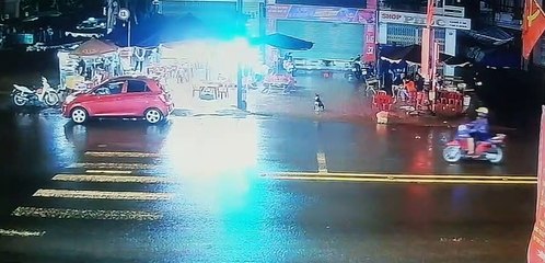 Motorcycle Sent Flying After Stopping at Red Light