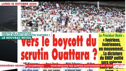 Le Titrologue du 12 Octobre 2020 : Meeting de l'opposition, vers le boycott du scrutin Ouattara ?