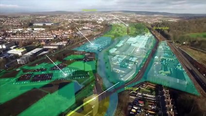 Chesterfield Waterside Aerial Flyover Animation
