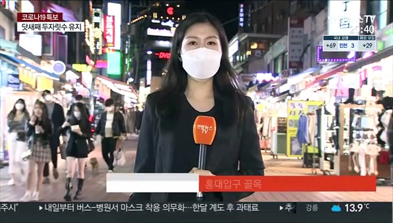 활기 도는 홍대입구…사회적 거리두기 1단계 첫날 불야성