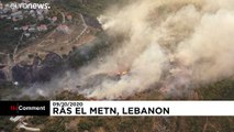تصاویر هوایی از آتش‌سوزی گسترده در جنگل‌های لبنان و سوریه
