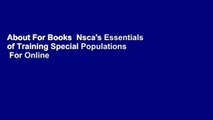 About For Books  Nsca's Essentials of Training Special Populations  For Online