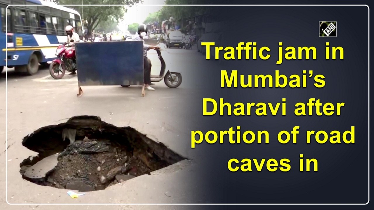 Traffic jam in Mumbai’s Dharavi after portion of road caves in