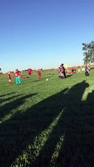 Girl Accidentally Kicks Soccer Ball into Girls Face