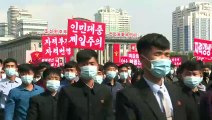 North Korea holds masked mega-rally in Pyongyang