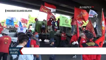 Buruh di Makassar Kembali Berunjuk Rasa Tolak UU Cipta Kerja