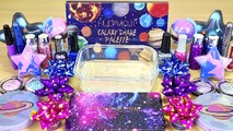 GALAXY SLIME Mixing makeup and glitter into Clear Slime Satisfying Slime Videos