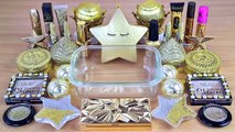 GOLD STAR SLIME Mixing makeup and glitter into Clear Slime Satisfying Slime Videos