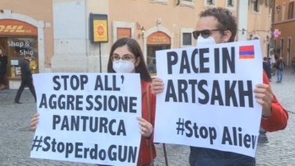 La comunidad armenia protesta en Roma por la guerra de Nagorno Karabaj