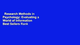 Research Methods in Psychology: Evaluating a World of Information  Best Sellers Rank : #1