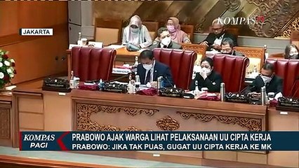 Soal UU Cipta Kerja, Prabowo: Kita Coba Dulu, Kita Harus Berpikir Tenang dan Sehat