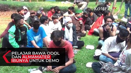 Pelajar Bawa Odol dan Almamater Ibunya untuk Demo UU Cipta Kerja