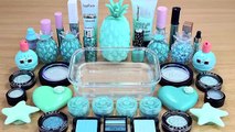 MINT SLIME Mixing makeup and glitter into Clear Slime Satisfying Slime Videos