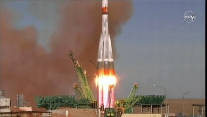 Sojus-Rakete mit drei Raumfahrern zur ISS gestartet