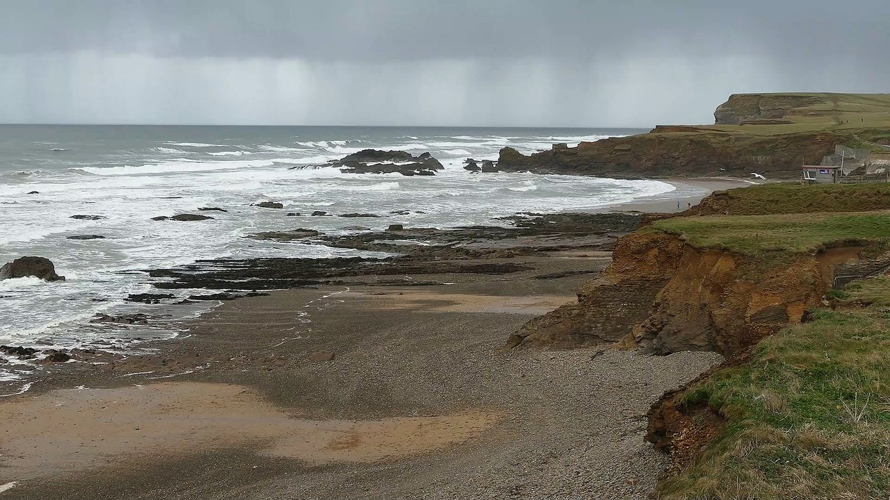 CornwallBeach Aerial shot over a sandy coastline natural beautiful royalty Free Stock no copyright video Free for commercial use dron dron aerial view (2)