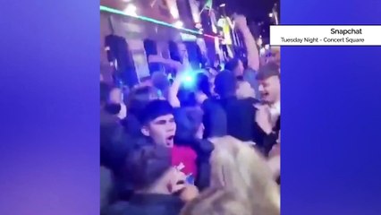 Crowds in concert square before Tier 3 lockdown system.