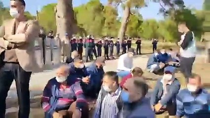 Vali ile görüşen madencilerin, beklemek üzere anlaştıkları Kırkağaç Çamlığına girişi engellendi