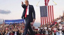 US President Trump dances during an election rally