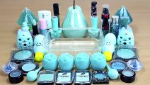 MINT SLIME Mixing makeup and glitter into Clear Slime Satisfying Slime Videos