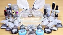 Silver BUTTERFLY SLIME Mixing makeup and glitter into Clear Slime Satisfying Slime Videos