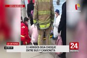 La Victoria: 12 heridos en violento choque entre camioneta y un bus de transporte público