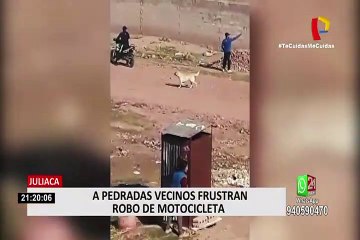 A pedradas ahuyentaron a tres delincuentes de motos en Juliaca