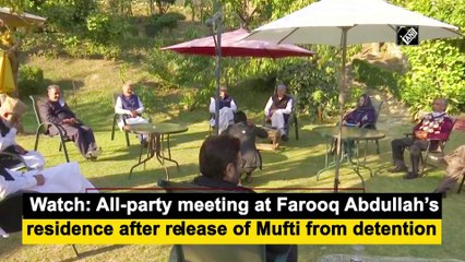 Watch: All-party meeting at Farooq Abdullah’s residence after release of Mufti from detention