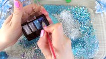 FROZEN ELSA SLIME Mixing makeup and glitter into Clear Slime Satisfying Slime Videos