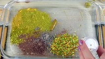 GOLD SLIME   Mixing makeup and glitter into Clear Slime Satisfying Slime Videos