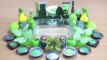 GREEN BUTTERFLY SLIME Mixing makeup and glitter into Clear Slime Satisfying Slime Videos