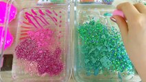 MINT vs PINK SLIME   Mixing makeup and glitter into Clear Slime Satisfying Slime Videos