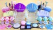 PINK vs BLUE SLIME Mixing makeup and glitter into Clear Slime Satisfying Slime Videos