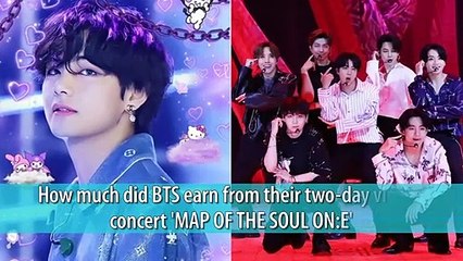 How much did BTS earn from their two-day virtual concert 'MAP OF THE SOUL ONE'