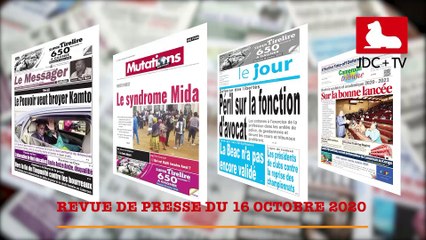 REVUE DE PRESSE CAMEROUNAISE DU 16 OCTOBRE 2020