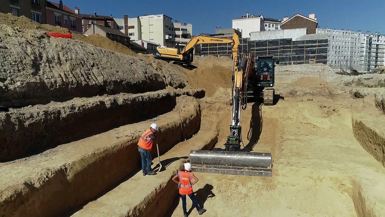 Fouilles archéologiques de l'Inrap à Clichy-la-Garenne ( images de Denis Gliksman)