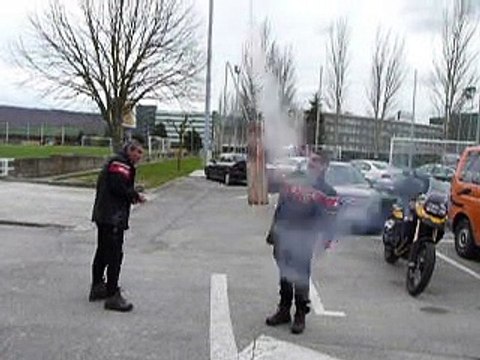 Lanzamiento de cohetes en las instalaciones de Tajonar después de una victoria de Osasuna