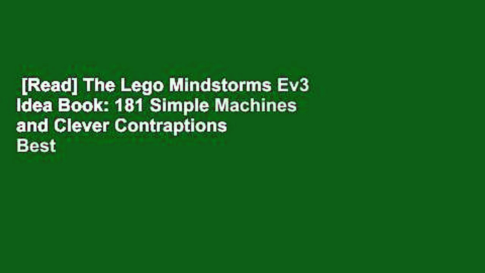 Read The Lego Mindstorms Ev3 Idea Book 181 Simple Machines and