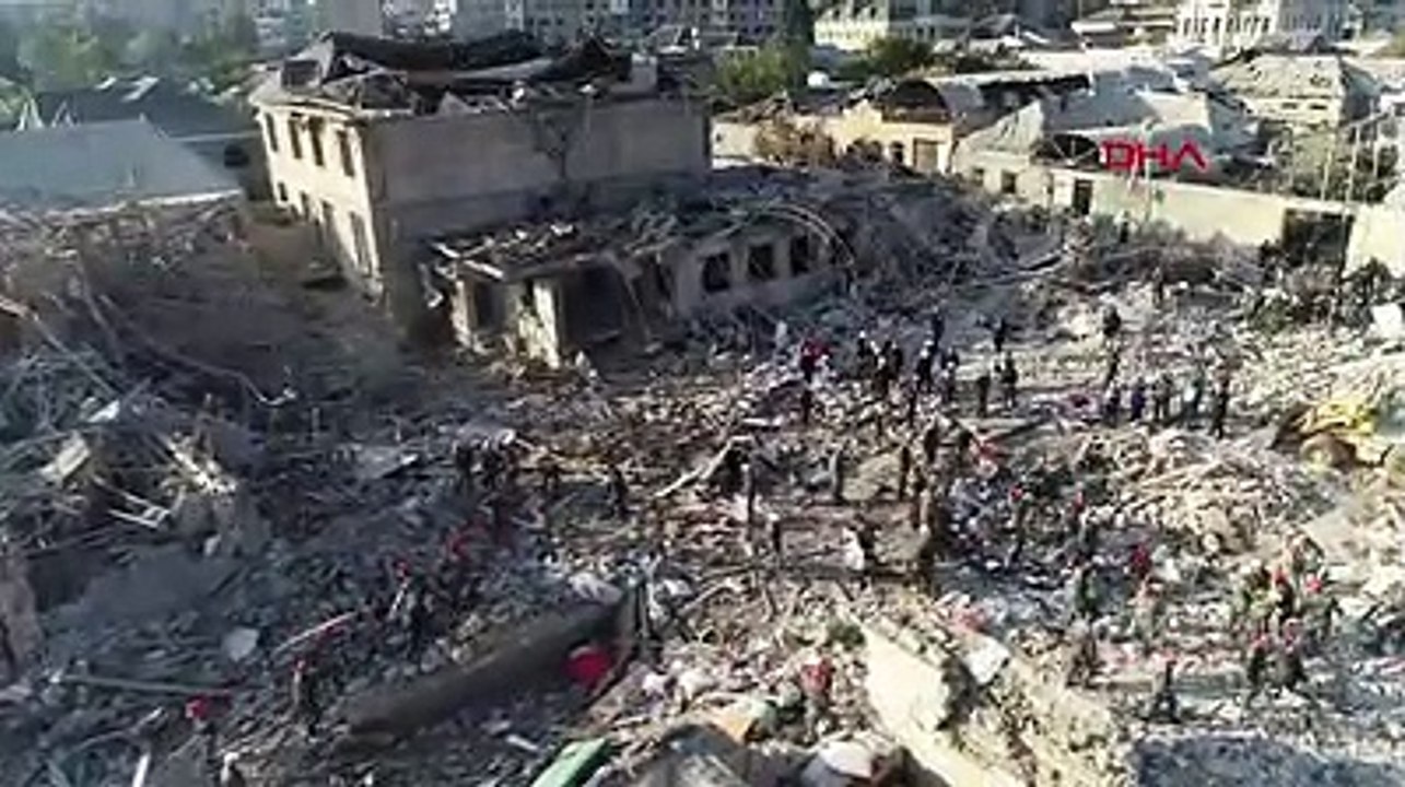 Ermenistan'ın saldırısı sonucu 13 sivilin hayatını kaybettiği Gence şehri, havadan görüntülendi