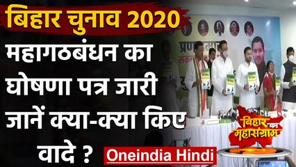Bihar election 2020: Mahagathbandhan ने जारी किया Manifesto, किए ये वादे | वनइंडिया हिंदी
