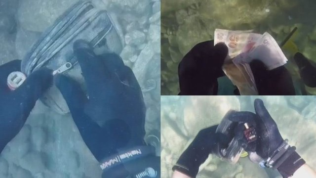 Dalış yaparken deniz dibinde çanta buldu, kargoyla sahibine ulaştırdı
