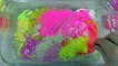 Mix PINK & YELLOW SLIME Mixing makeup and glitter into Clear Slime Satisfying Slime Videos