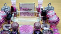 PINK GLITTER SLIME Mixing makeup and glitter into Clear Slime Satisfying Slime Videos