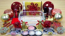 RED GOLD SLIME Mixing makeup and glitter into Clear Slime Satisfying Slime Videos