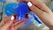 SKY BLUE SLIME Mixing makeup and glitter into Clear Slime Satisfying Slime Videos