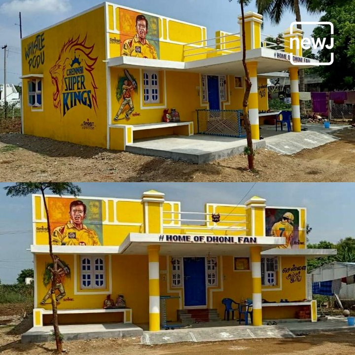 Fan Paints Home In Chennai Super Kings Team Colour