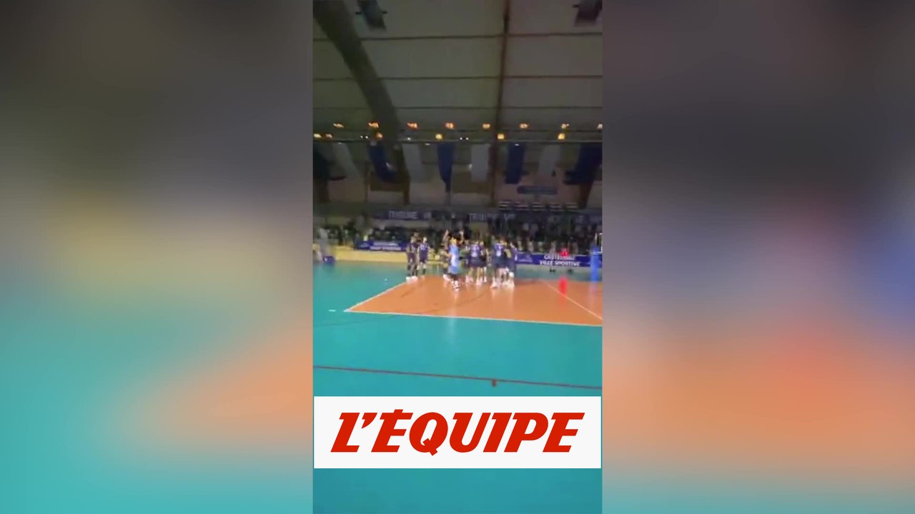La joie de Montpellier après la victoire face à Paris - Volley - Ligue A (H)