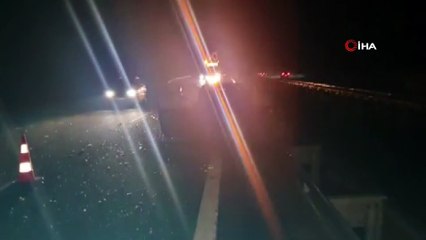 Zincirleme kazada 1 araç yandı