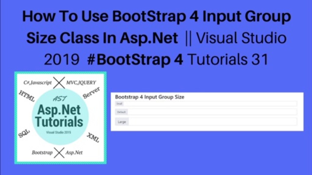 How to use bootstrap 4 input group size class in asp.net || visual studio 2019 #bootstrap 4 tutorials 31
